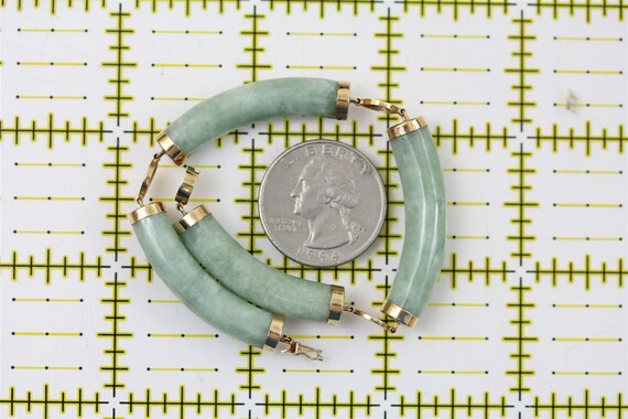Vintage Asian 14K Gold Jade Green Bracelet Link C… - image 7