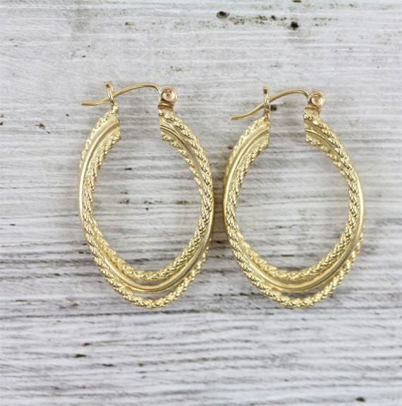 1980's 14k Bi-Coloured Gold Hoop Earrings – The Vintage Jewellery Company
