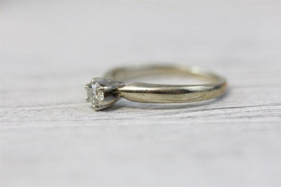 Vintage 14K White Gold .25 CT Diamond Engagement … - image 4