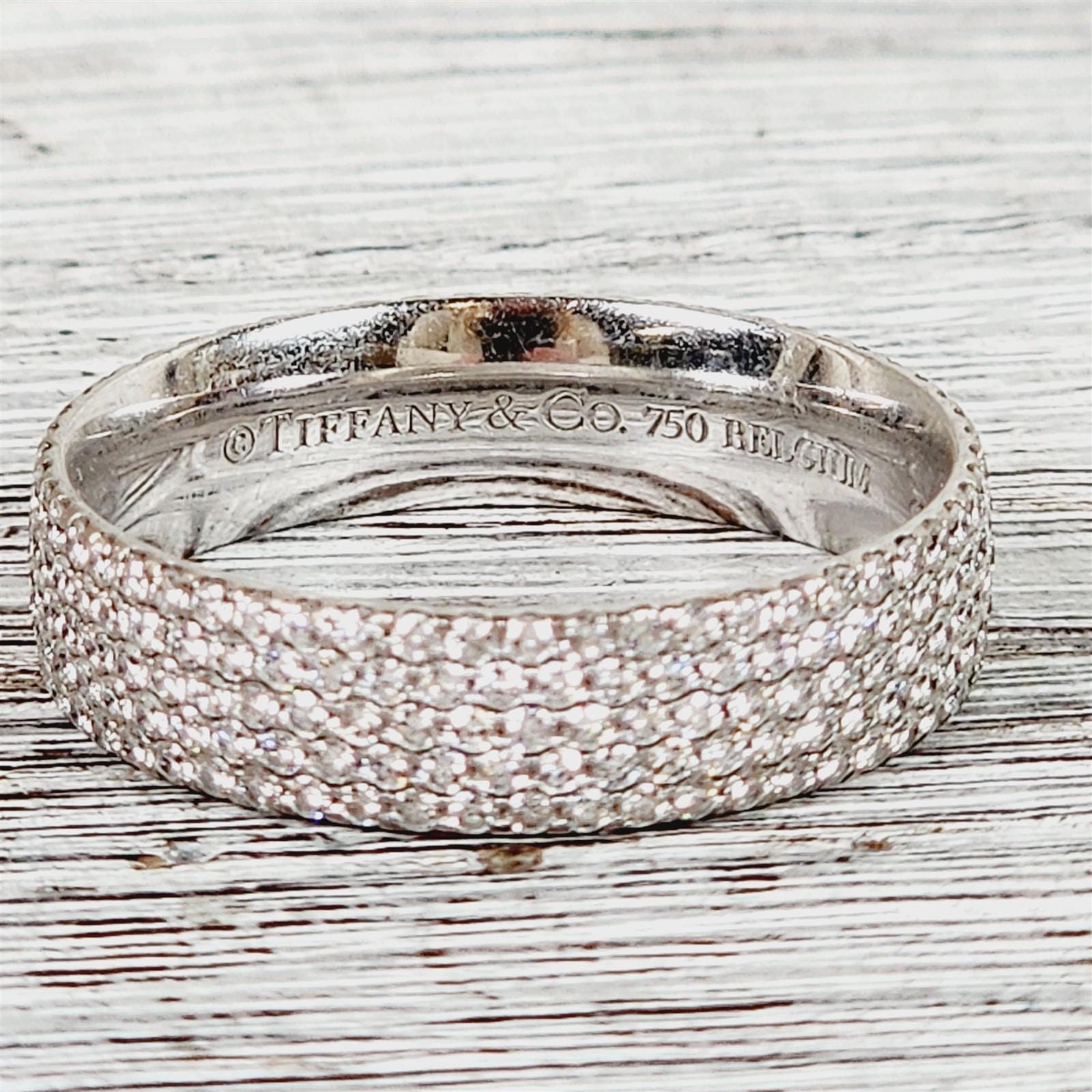 Tiffany & Co 18K White Gold Metro 5 Row Diamond Eternity 5mm Band