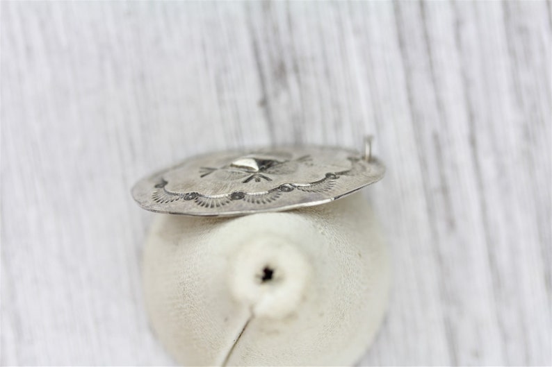 Vintage Indian Native Southwestern 925 Sterling Silver Concho Stamped Pendant Pretty Retro Classic Staple
