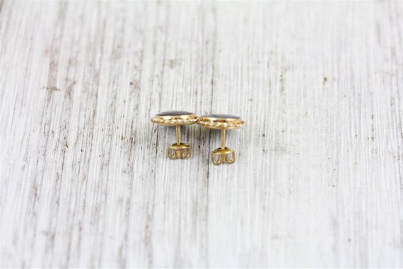 Vintage Retro BDA 10K Yellow Gold Black Onyx Stud… - image 3