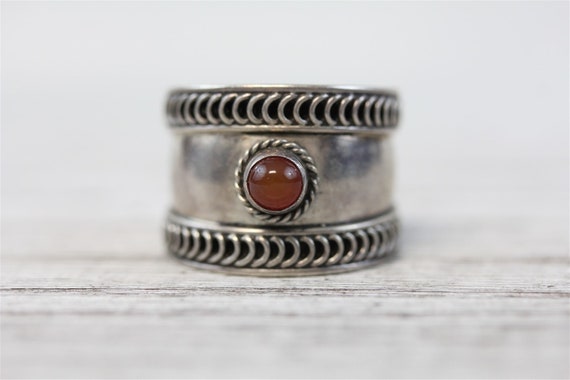 Vintage Bali Agate Carnelian Sterling Silver 925 … - image 1