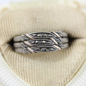 Vintage Continental Marcasite Sterling Silver 925 Ring Retro Pretty Luxury 9