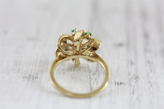 Vintage Cocktail 14K Yellow Gold Turquoise Ring M… - image 5