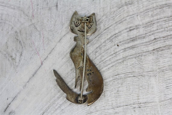 Vintage Mexico Sterling Silver 925 Cat Brooch Pin… - image 2