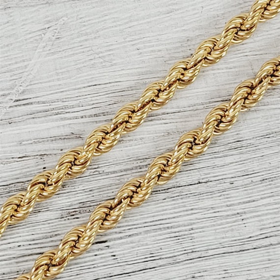 Vintage 4.2mm Thick Rope Chain 14K Yellow Gold 19… - image 1