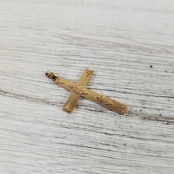 Vintage Cross 10K Yellow Gold Pendant 1930's Retr… - image 2