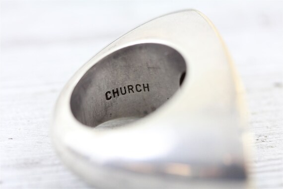 Vintage Sterling Silver Signed Church 925 14K Rin… - image 7