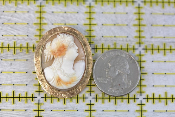 Victorian 10K Yellow Gold Carved Shell Cameo Broo… - image 6