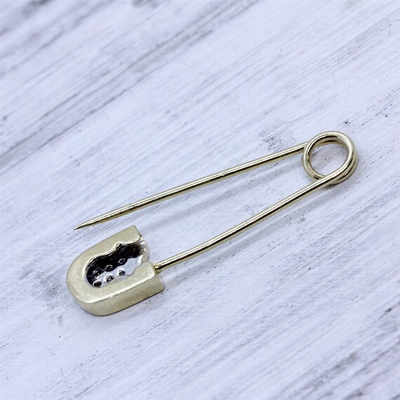 Vintage Estate 14K Yellow Gold Diamond Safety Pin… - image 4