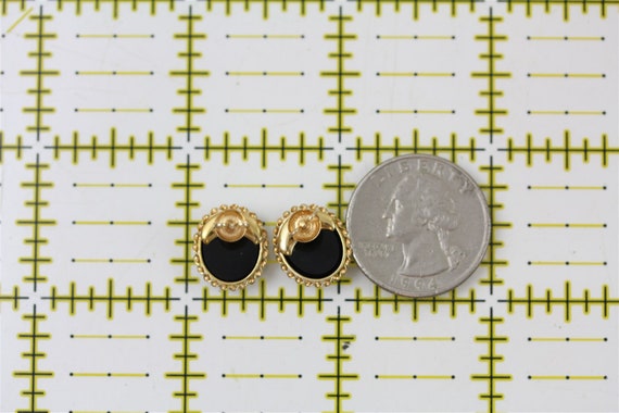 Vintage Retro BDA 10K Yellow Gold Black Onyx Stud… - image 8