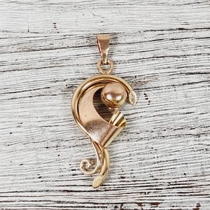 Vintage Retro Era 10K Rose Yellow Gold Pendant Curl Luxury Pretty