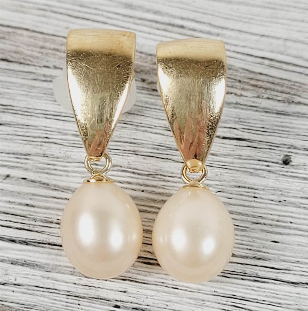 VINTAGE HOLLYWOOD [14K Gold] Antique Pearl earrings ピアス Vintage 14k Yellow Gold and Cultured Pearl Earrings With