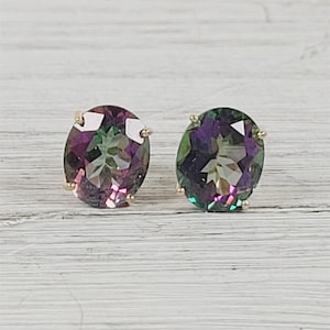 Vintage Mystic Topaz 14K Gelbgold Ohrstecker Regenbogen Bunt