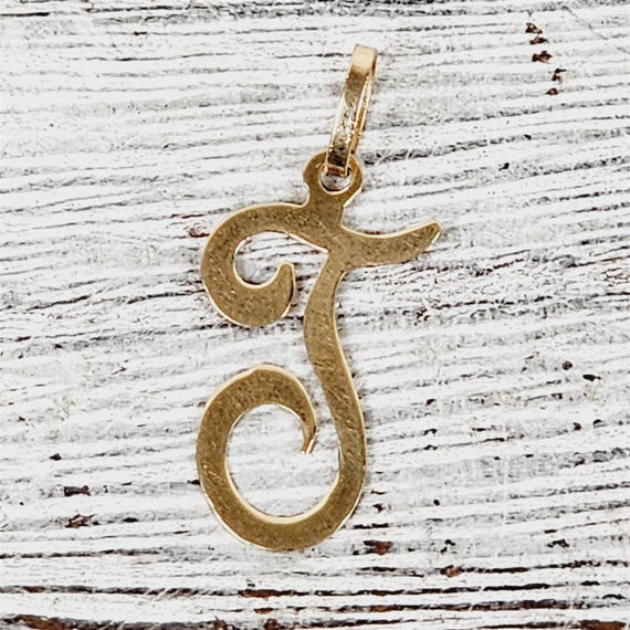 14k Yellow Gold Letter T Initial Slide Pendant