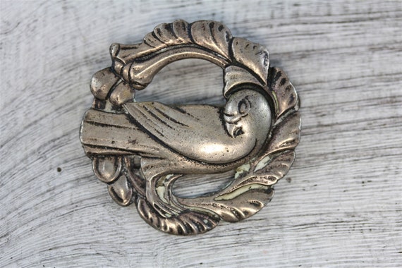 Vintage 40's Sterling Silver 925 Bird Brooch Pin … - image 1