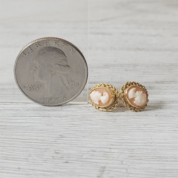 Vintage Shell Cameo 18K Yellow Gold Carved Lady S… - image 7