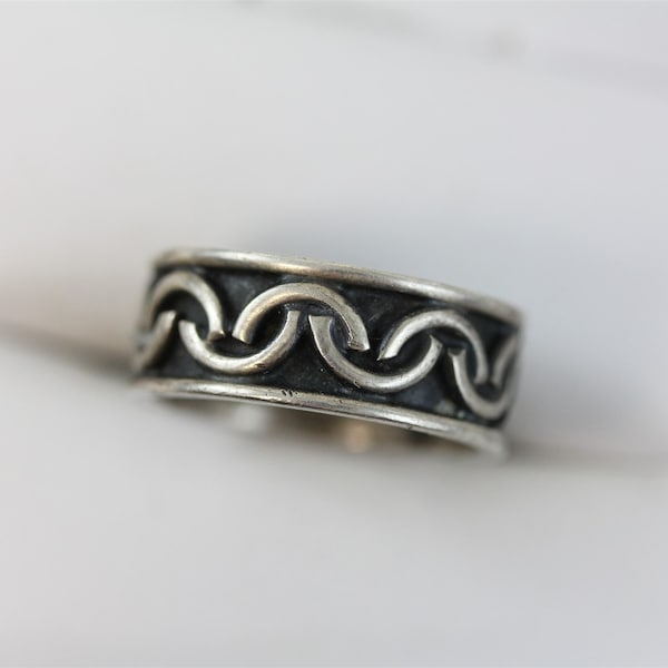 Vintage Mexico Sterling Silver 925 Ring Band Eagle Mark Signed Wire Work 6