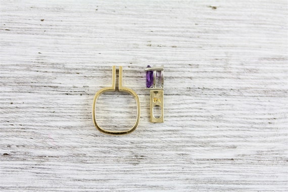 Vintage Designer 18K Yellow Gold Amethyst Pendant… - image 7