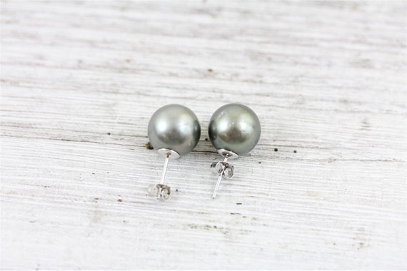 Vintage 11.6mm Tahitian Pearl 14K White Gold Pear… - image 4