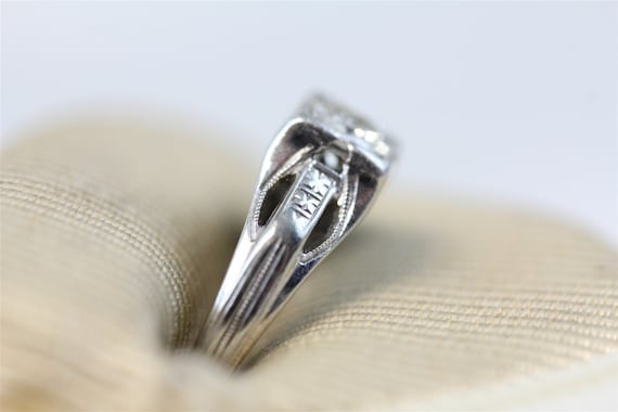 Art Deco 18K White Gold .33 Ctw VS Diamond Engage… - image 2