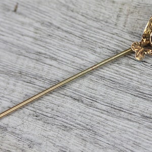 Art Nouveau 10K YLW Gold Amethyst Pearl Finest Etched Stick Pin Beautiful Design Could convert to necklace.