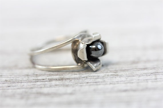 Vintage Artisan Hematite Sterling Silver 925 Ring… - image 3