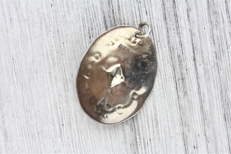 Vintage Indian Native Southwestern 925 Sterling Silver Concho Stamped Pendant Pretty Retro Classic Staple