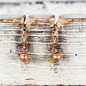 Vintage 14K Yellow Gold Rose Matte Dangle Drop Earrings Small Minimalist Pretty