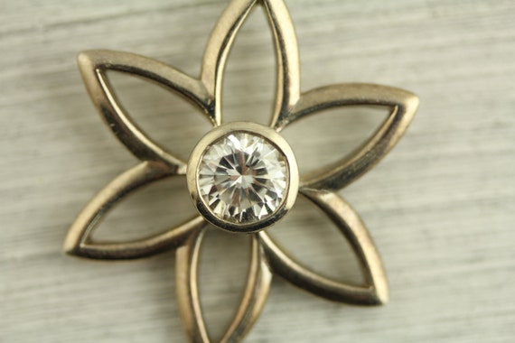 Silpada Flower CZ Sterling Silver Pendant Open wo… - image 2