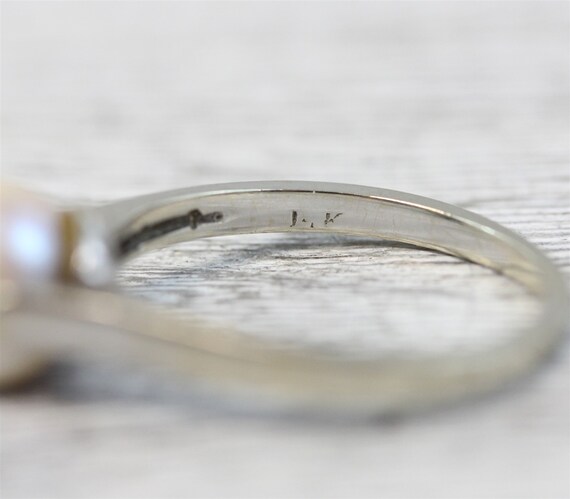 Vintage 14K White Gold 8.1mm Pearl Ring Mid Centu… - image 8