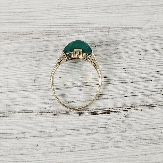 Art Deco 14K Yellow Gold Green Onyx Ring 6.5 Anti… - image 5