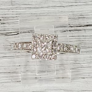 Princess Cut Engagement 1 Ctw 14K White Gold Natural Diamond Ring 7 Luxury