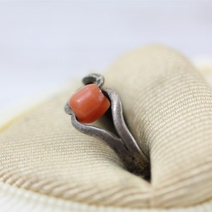 Vintage Mediterranean Coral Sterling Silver 925 Ring Retro Pretty Luxury 7.25 image 2