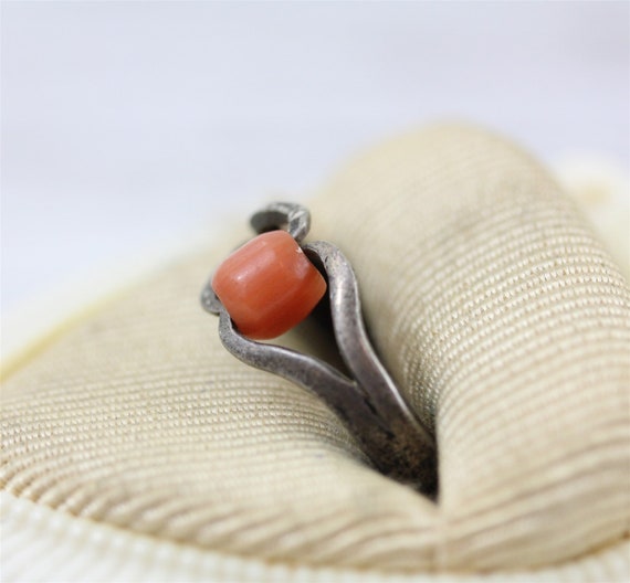 Vintage Mediterranean Coral Sterling Silver 925 R… - image 2