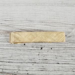 Vintage 14k Yellow Gold Cartier Tie Clip Men's Luxury Retro Brushed Design