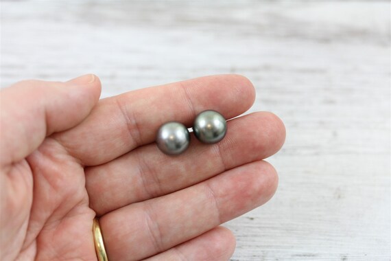 Vintage 11.6mm Tahitian Pearl 14K White Gold Pear… - image 6