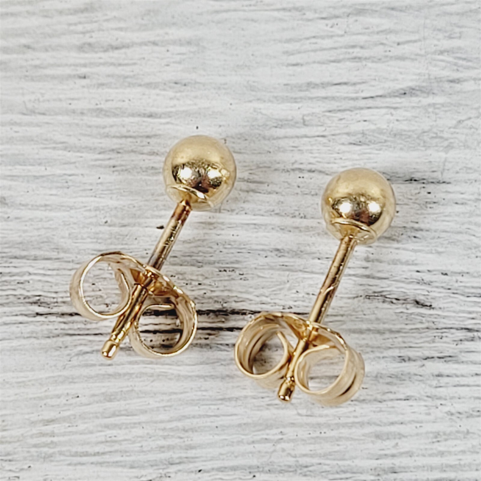 ■VINTAGE HOLLYWOOD■ Classic Ball Earrings 3set VH2379EA005 Vintage Ball 14K Yellow Gold Stud Earrings Staple Luxury