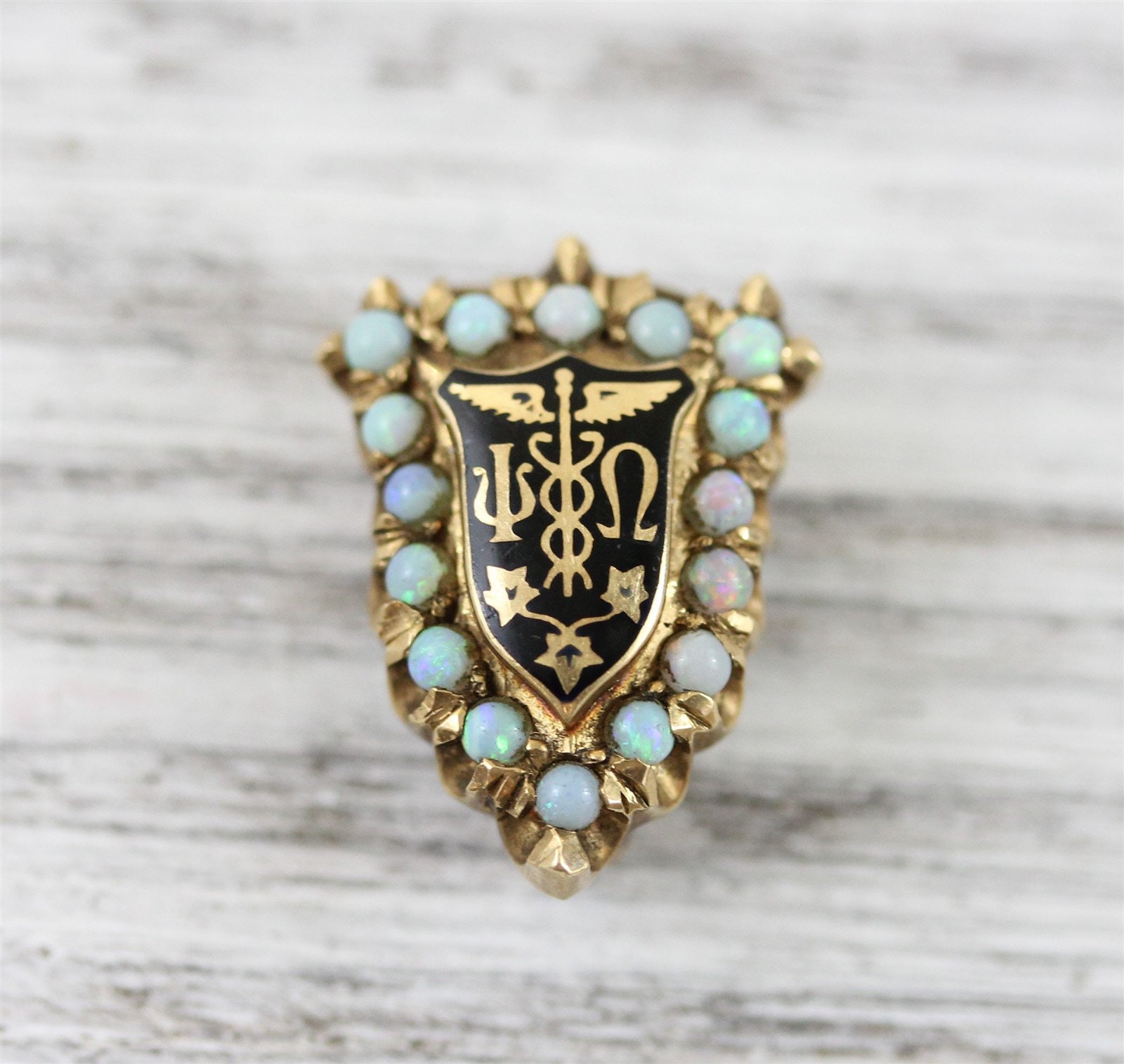 Alpha & Omega Jewelry Victorian 18K Gold, Rose Cut Diamond, Enamel Snake Ribbon Brooch, Antique Pin