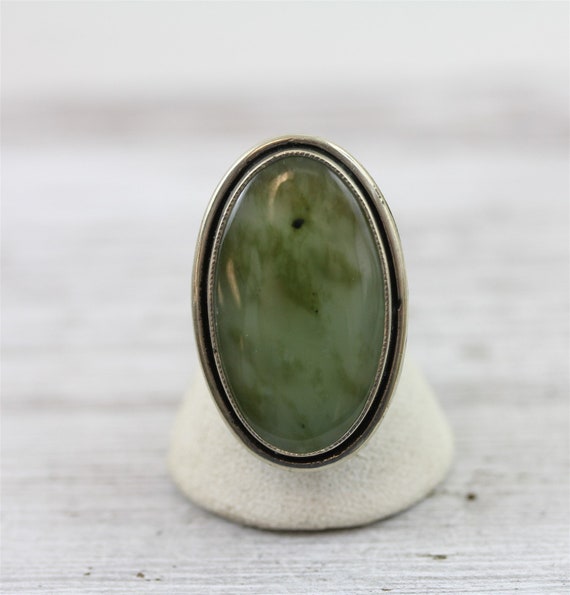 Vintage Big Bold Green Quartz Sterling Silver 925 