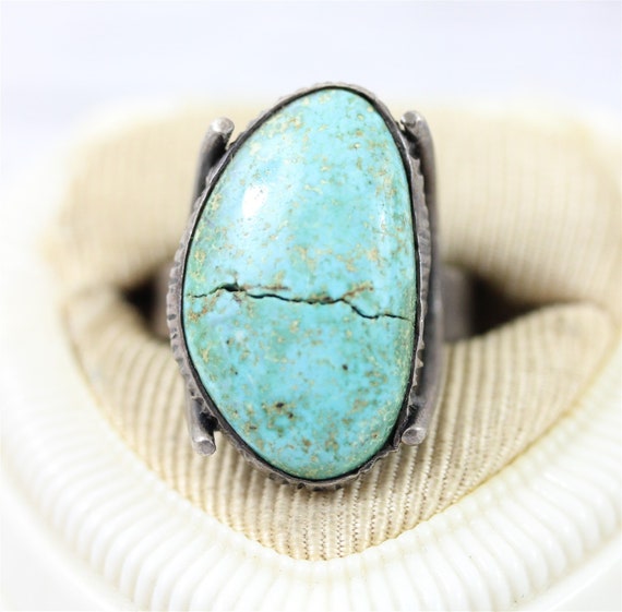 Vintage Indian Native Turquoise Sterling Silver 9… - image 1