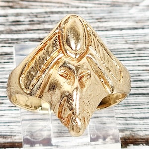 Vintage 14K Yellow Gold Fortune Teller Ring 8.5 Retro Luxury Design Pretty