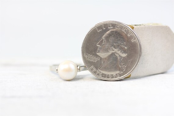 Vintage 14K White Gold 8.1mm Pearl Ring Mid Centu… - image 9