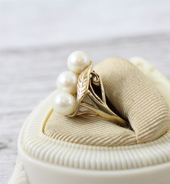 Luxury Adjustable Yellow Gold Plated CZ Double Pearl Finger Ring for Women  Party | eBay