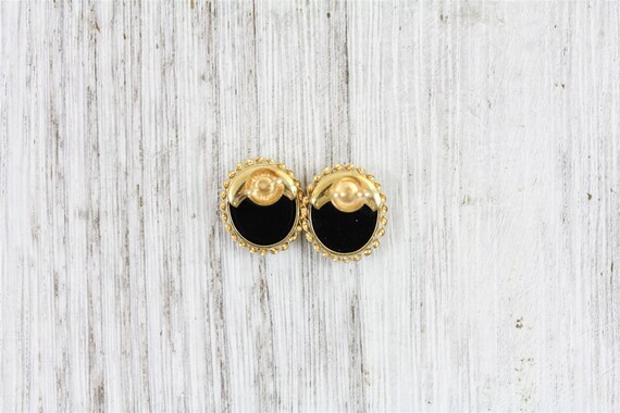 Vintage Retro BDA 10K Yellow Gold Black Onyx Stud… - image 5