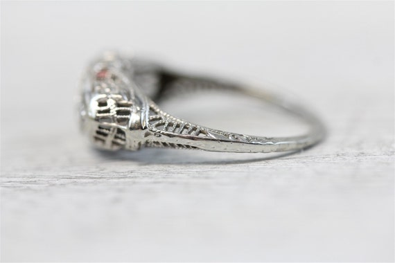 Edwardian 18K White Gold Diamond Engagement Ring … - image 5