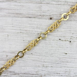 Vintage Textured Knot Link 18K Yellow Gold Chain Link Bracelet Retro Luxury 6 7/8&quot;