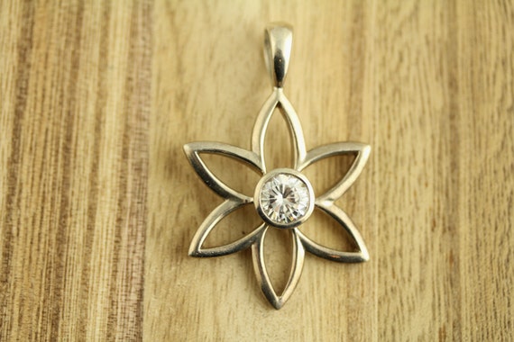 Silpada Flower CZ Sterling Silver Pendant Open wo… - image 5