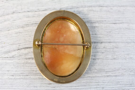 Art Deco 10K Yellow Gold Carved Shell Cameo Brooc… - image 4